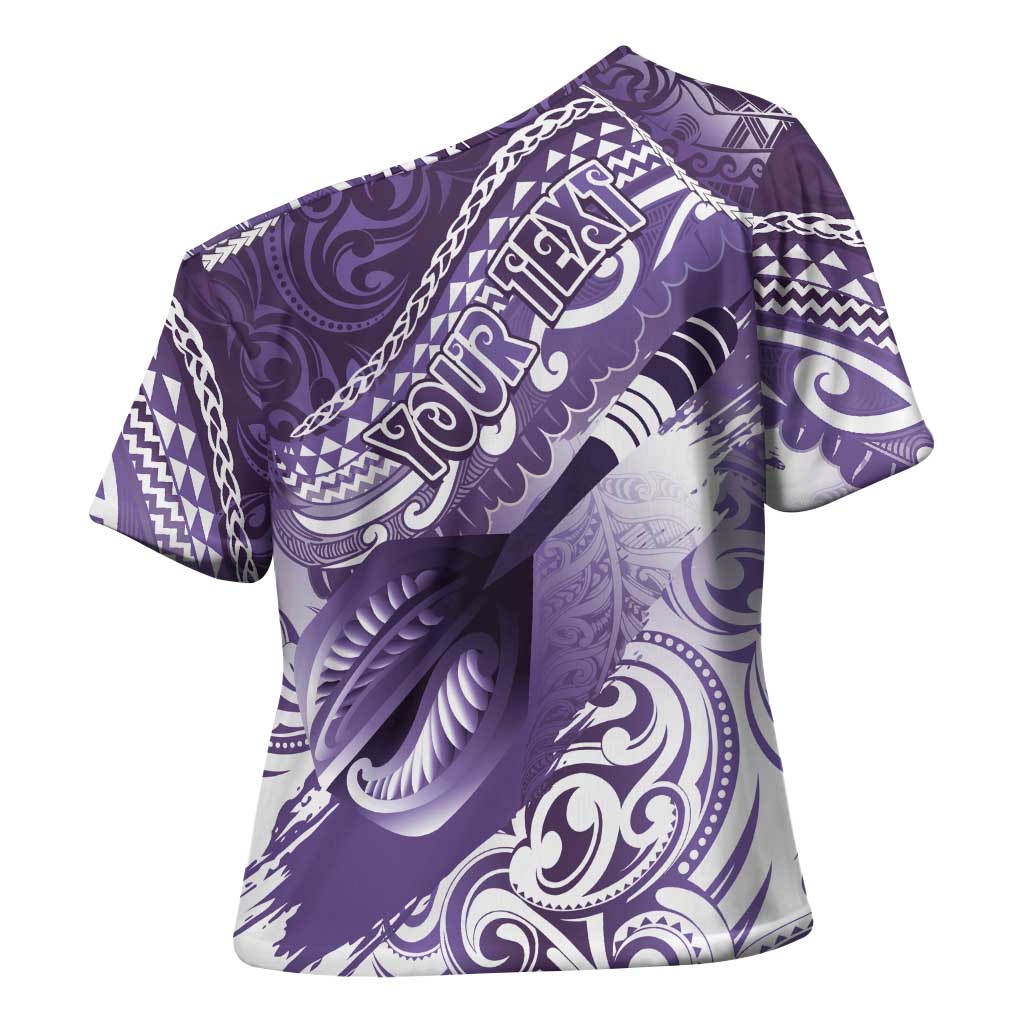 Personalised New Zealand Aotearoa Darts Masters Cross Shoulder Shirt Maori Art Tattoo with Tribal Dart Symbol Purple LT03 - Polynesian Pride