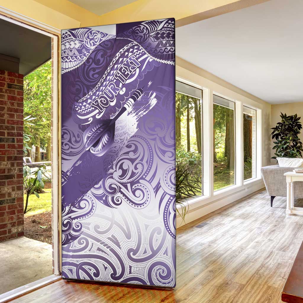 Personalised New Zealand Aotearoa Darts Masters Door Cover Maori Art Tattoo with Tribal Dart Symbol Purple LT03 - Polynesian Pride