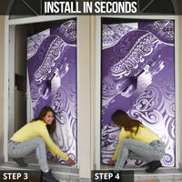 Personalised New Zealand Aotearoa Darts Masters Door Cover Maori Art Tattoo with Tribal Dart Symbol Purple LT03 - Polynesian Pride