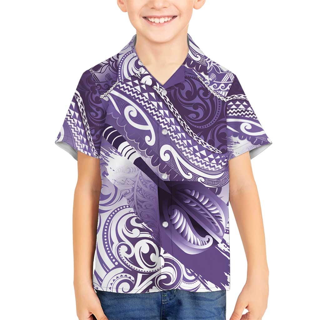 Personalised New Zealand Aotearoa Darts Masters Family Matching Long Sleeve Bodycon Dress and Hawaiian Shirt Maori Art Tattoo with Tribal Dart Symbol Purple LT03 Son's Shirt Purple - Polynesian Pride