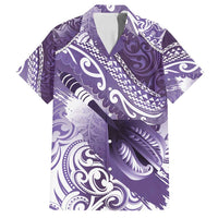Personalised New Zealand Aotearoa Darts Masters Family Matching Off Shoulder Maxi Dress and Hawaiian Shirt Maori Art Tattoo with Tribal Dart Symbol Purple LT03 Dad's Shirt - Short Sleeve Purple - Polynesian Pride