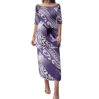 Personalised New Zealand Aotearoa Darts Masters Family Matching Puletasi and Hawaiian Shirt Maori Art Tattoo with Tribal Dart Symbol Purple LT03 Mom's Dress Purple - Polynesian Pride