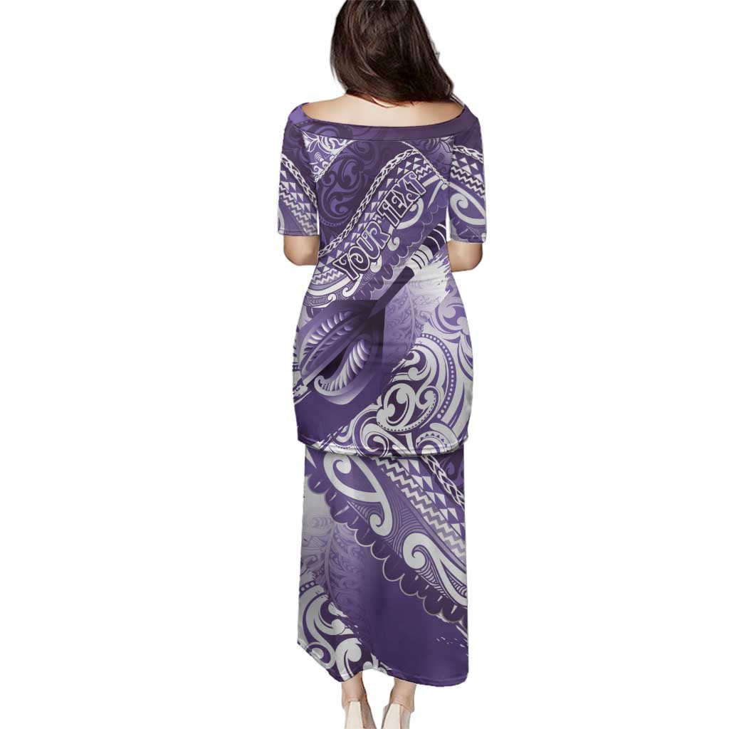 Personalised New Zealand Aotearoa Darts Masters Family Matching Puletasi and Hawaiian Shirt Maori Art Tattoo with Tribal Dart Symbol Purple LT03 - Polynesian Pride