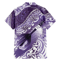 Personalised New Zealand Aotearoa Darts Masters Family Matching Short Sleeve Bodycon Dress and Hawaiian Shirt Maori Art Tattoo with Tribal Dart Symbol Purple LT03 - Polynesian Pride