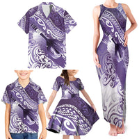 Personalised New Zealand Aotearoa Darts Masters Family Matching Tank Maxi Dress and Hawaiian Shirt Maori Art Tattoo with Tribal Dart Symbol Purple LT03 - Polynesian Pride