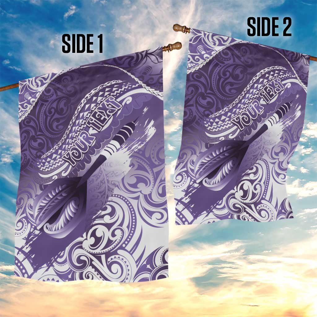Personalised New Zealand Aotearoa Darts Masters Garden Flag Maori Art Tattoo with Tribal Dart Symbol Purple LT03 - Polynesian Pride