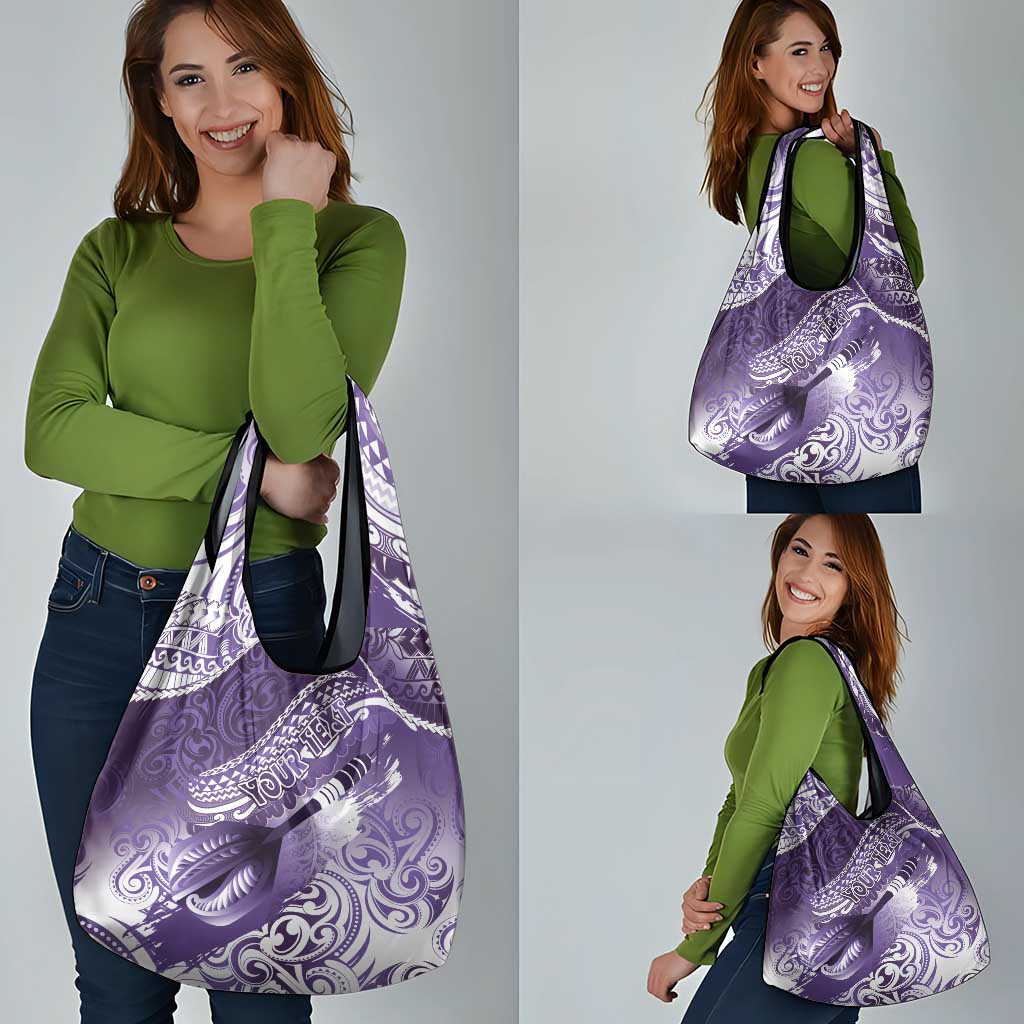 Personalised New Zealand Aotearoa Darts Masters Grocery Bag Maori Art Tattoo with Tribal Dart Symbol Purple LT03 - Polynesian Pride