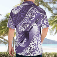 Personalised New Zealand Aotearoa Darts Masters Hawaiian Shirt Maori Art Tattoo with Tribal Dart Symbol Purple LT03 - Polynesian Pride