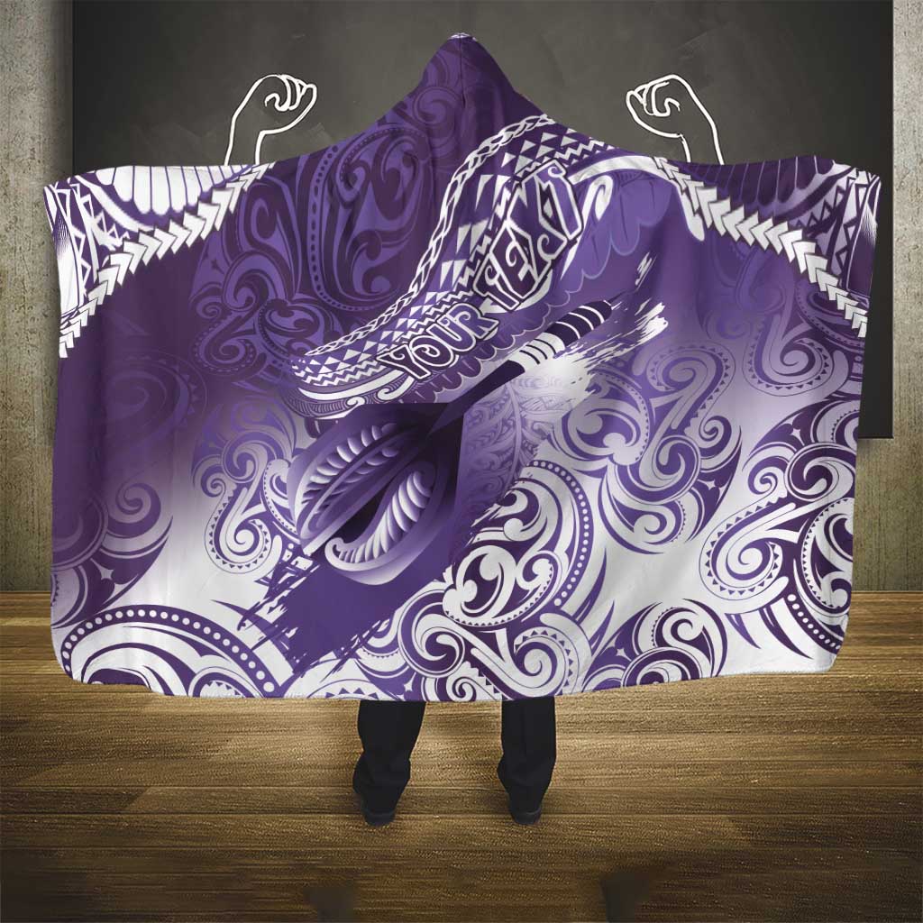 Personalised New Zealand Aotearoa Darts Masters Hooded Blanket Maori Art Tattoo with Tribal Dart Symbol Purple LT03 - Polynesian Pride