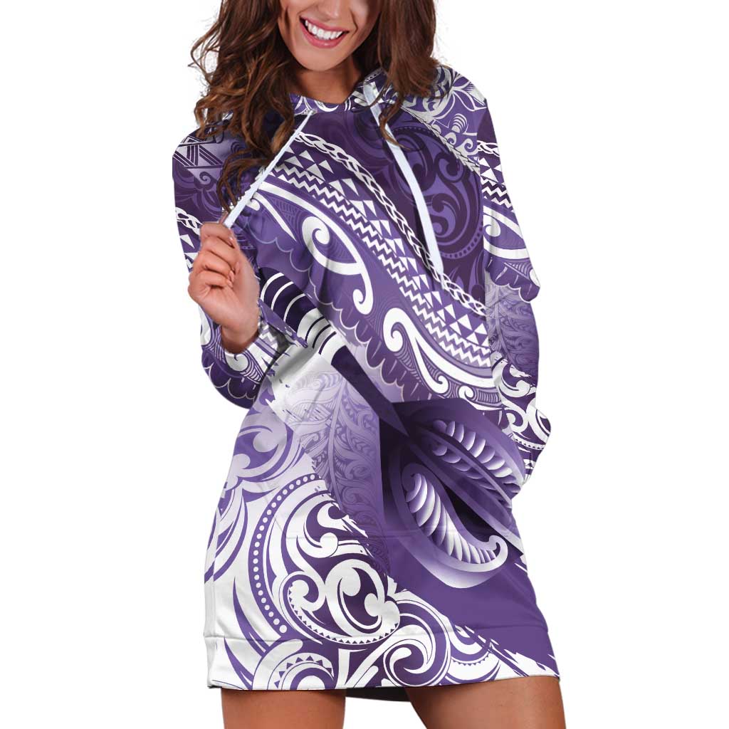 Personalised New Zealand Aotearoa Darts Masters Hoodie Dress Maori Art Tattoo with Tribal Dart Symbol Purple LT03 Purple - Polynesian Pride