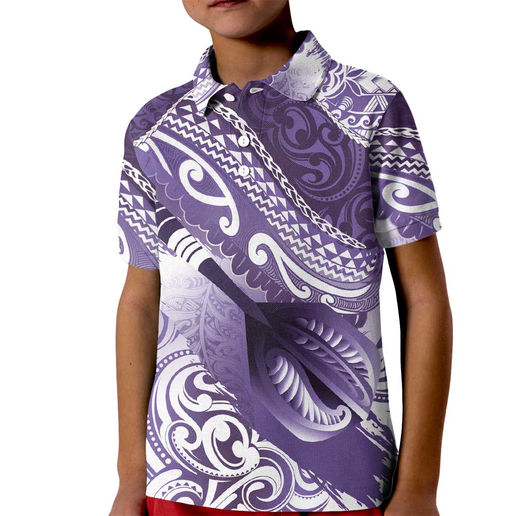 Personalised New Zealand Aotearoa Darts Masters Kid Polo Shirt Maori Art Tattoo with Tribal Dart Symbol Purple LT03 Kid Purple - Polynesian Pride