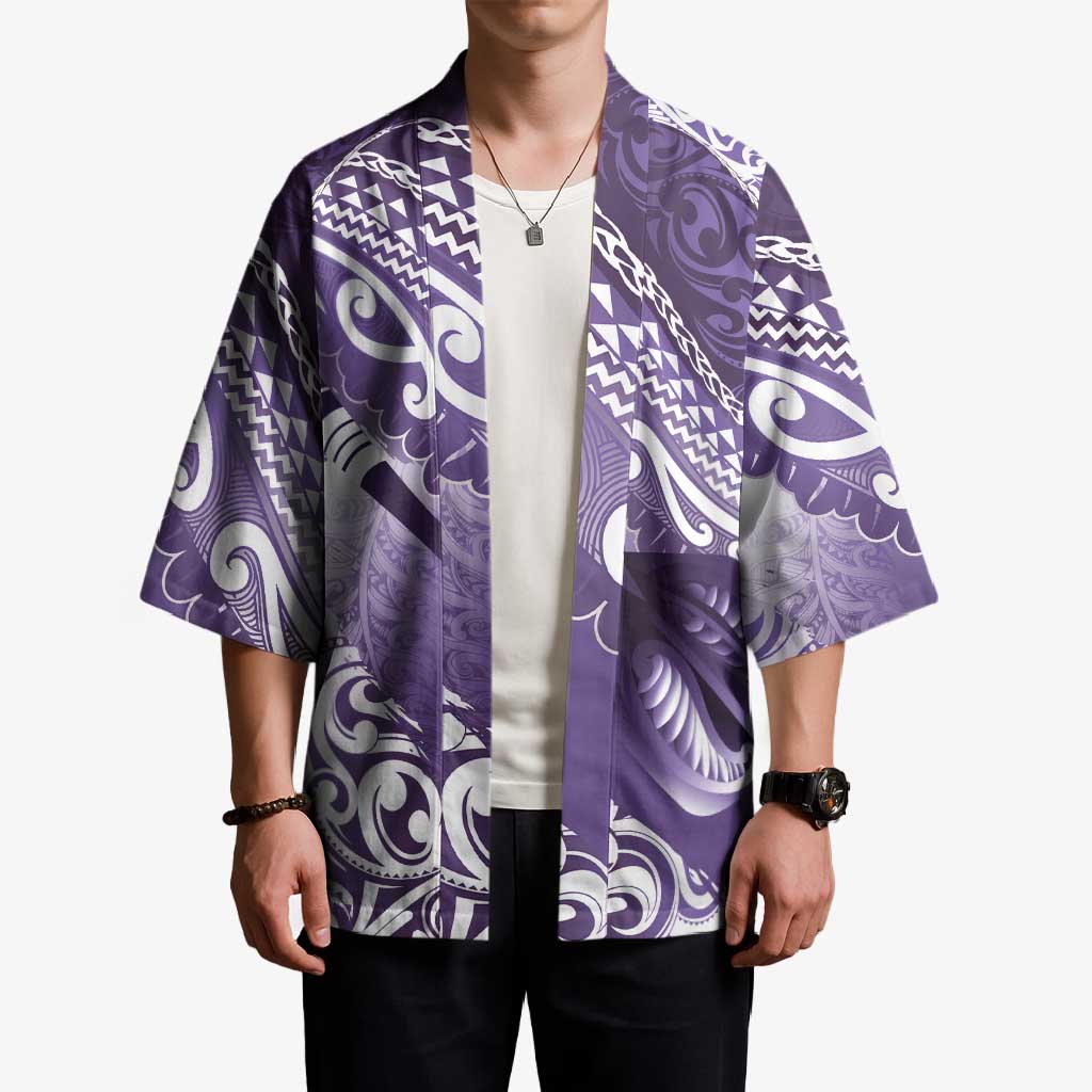 Personalised New Zealand Aotearoa Darts Masters Kimono Maori Art Tattoo with Tribal Dart Symbol Purple LT03 - Polynesian Pride