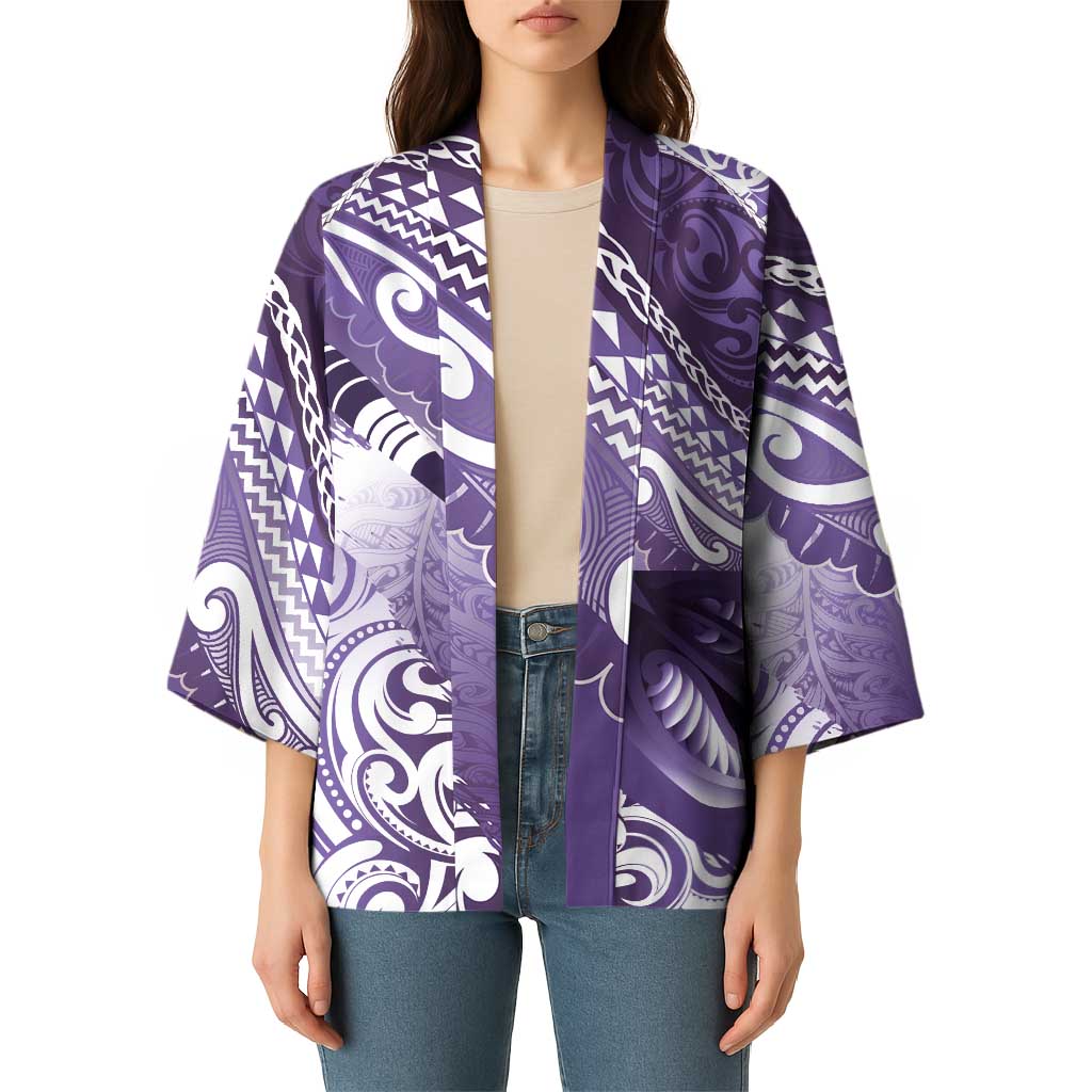 Personalised New Zealand Aotearoa Darts Masters Kimono Maori Art Tattoo with Tribal Dart Symbol Purple LT03 - Polynesian Pride