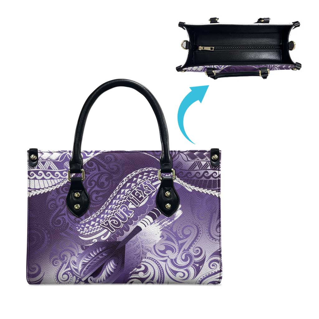 Personalised New Zealand Aotearoa Darts Masters Leather Bag Maori Art Tattoo with Tribal Dart Symbol Purple LT03 - Polynesian Pride