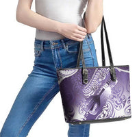 Personalised New Zealand Aotearoa Darts Masters Leather Tote Bag Maori Art Tattoo with Tribal Dart Symbol Purple LT03 - Polynesian Pride