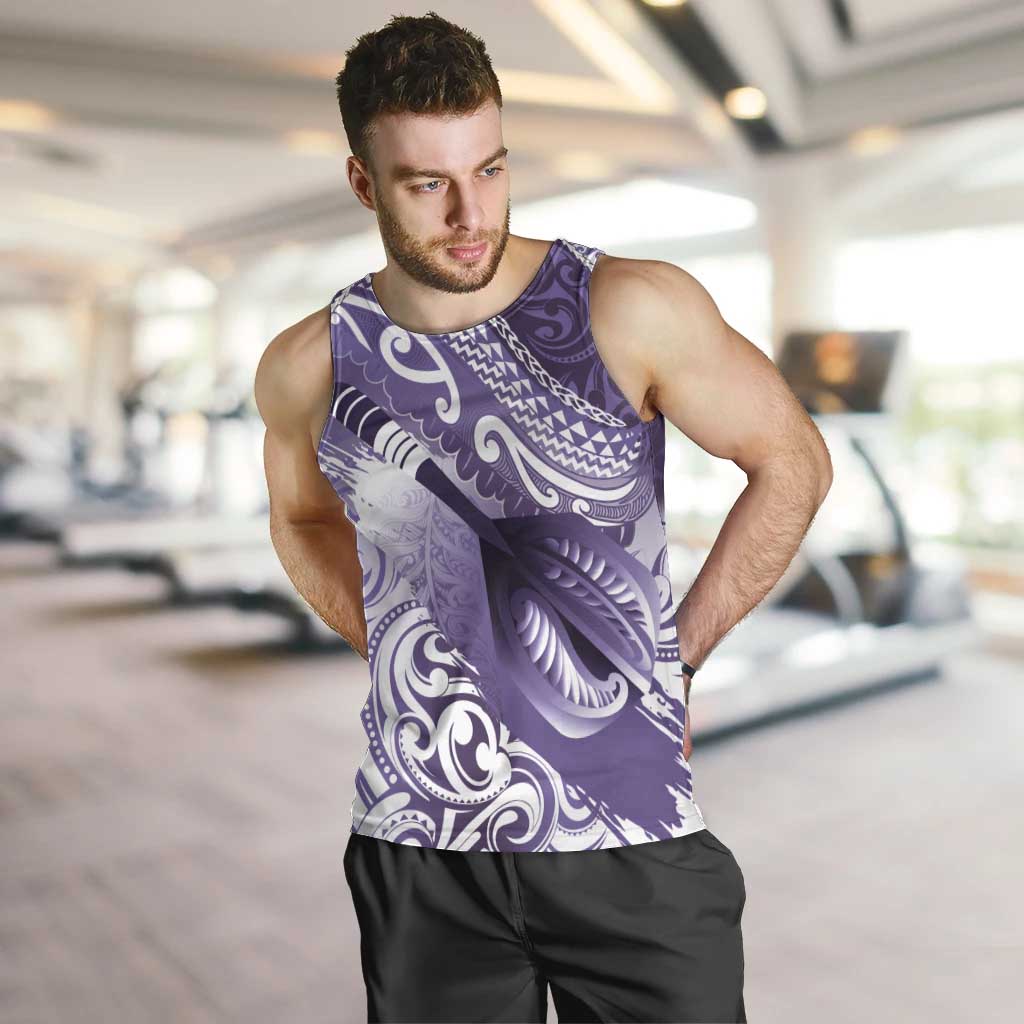 Personalised New Zealand Aotearoa Darts Masters Men Tank Top Maori Art Tattoo with Tribal Dart Symbol Purple LT03 Purple - Polynesian Pride