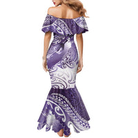 Personalised New Zealand Aotearoa Darts Masters Mermaid Dress Maori Art Tattoo with Tribal Dart Symbol Purple LT03 - Polynesian Pride