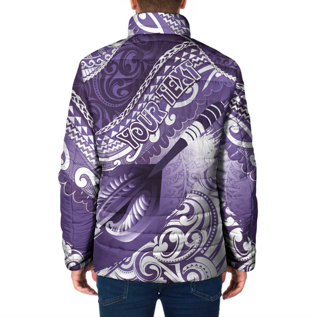 Personalised New Zealand Aotearoa Darts Masters Padded Jacket Maori Art Tattoo with Tribal Dart Symbol Purple LT03 - Polynesian Pride