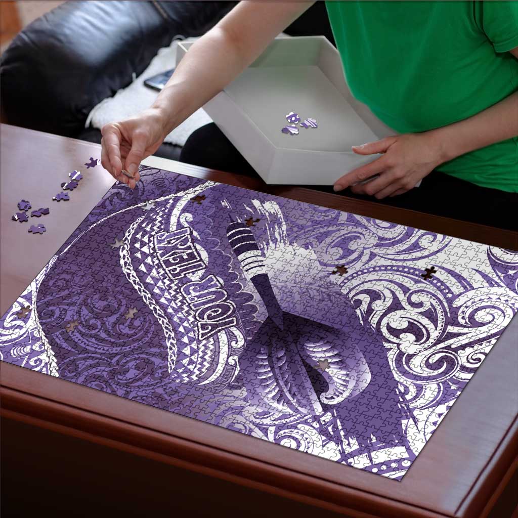 Personalised New Zealand Aotearoa Darts Masters Puzzle Maori Art Tattoo with Tribal Dart Symbol Purple LT03 - Polynesian Pride