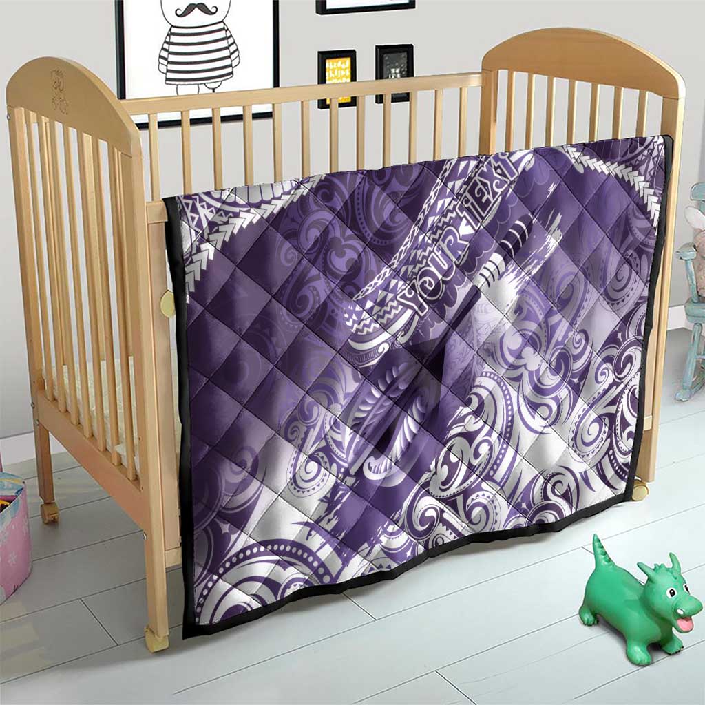 Personalised New Zealand Aotearoa Darts Masters Quilt Maori Art Tattoo with Tribal Dart Symbol Purple LT03 - Polynesian Pride