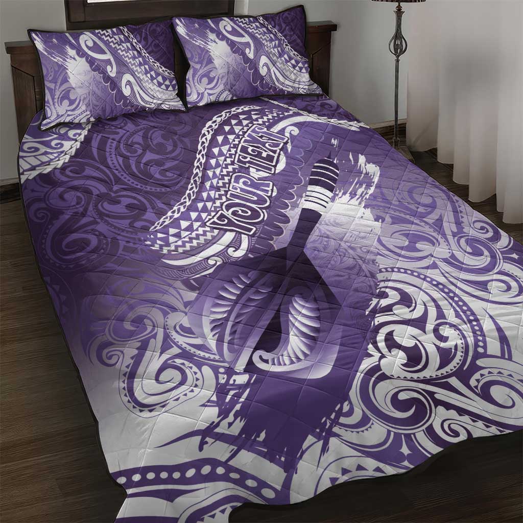 Personalised New Zealand Aotearoa Darts Masters Quilt Bed Set Maori Art Tattoo with Tribal Dart Symbol Purple LT03 Purple - Polynesian Pride