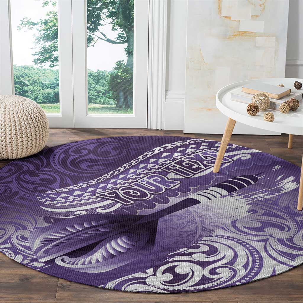 Personalised New Zealand Aotearoa Darts Masters Round Carpet Maori Art Tattoo with Tribal Dart Symbol Purple LT03 - Polynesian Pride