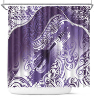 Personalised New Zealand Aotearoa Darts Masters Shower Curtain Maori Art Tattoo with Tribal Dart Symbol Purple LT03 Purple - Polynesian Pride