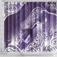 Personalised New Zealand Aotearoa Darts Masters Shower Curtain Maori Art Tattoo with Tribal Dart Symbol Purple LT03 - Polynesian Pride
