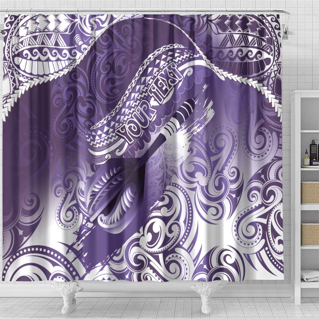 Personalised New Zealand Aotearoa Darts Masters Shower Curtain Maori Art Tattoo with Tribal Dart Symbol Purple LT03 - Polynesian Pride