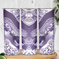 Personalised New Zealand Aotearoa Darts Masters Skinny Tumbler Maori Art Tattoo with Tribal Dart Symbol Purple LT03 - Polynesian Pride