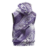 Personalised New Zealand Aotearoa Darts Masters Sleeveless Hoodie Maori Art Tattoo with Tribal Dart Symbol Purple LT03 - Polynesian Pride