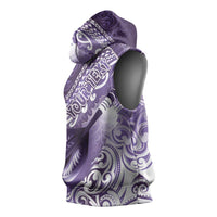 Personalised New Zealand Aotearoa Darts Masters Sleeveless Hoodie Maori Art Tattoo with Tribal Dart Symbol Purple LT03 - Polynesian Pride