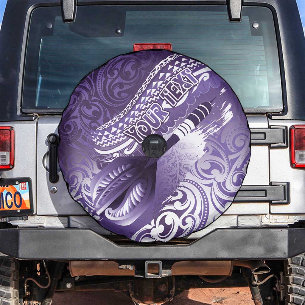 Personalised New Zealand Aotearoa Darts Masters Spare Tire Cover Maori Art Tattoo with Tribal Dart Symbol Purple LT03 Purple - Polynesian Pride