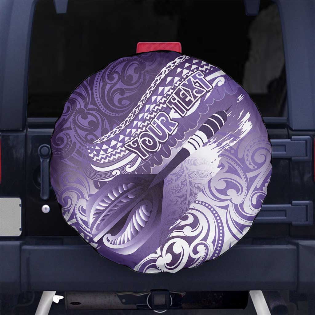 Personalised New Zealand Aotearoa Darts Masters Spare Tire Cover Maori Art Tattoo with Tribal Dart Symbol Purple LT03 No hole Purple - Polynesian Pride