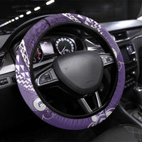 New Zealand Aotearoa Darts Masters Steering Wheel Cover Maori Art Tattoo with Tribal Dart Symbol Purple LT03 Universal Fit Purple - Polynesian Pride