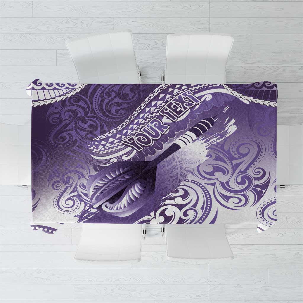 Personalised New Zealand Aotearoa Darts Masters Tablecloth Maori Art Tattoo with Tribal Dart Symbol Purple LT03 Purple - Polynesian Pride