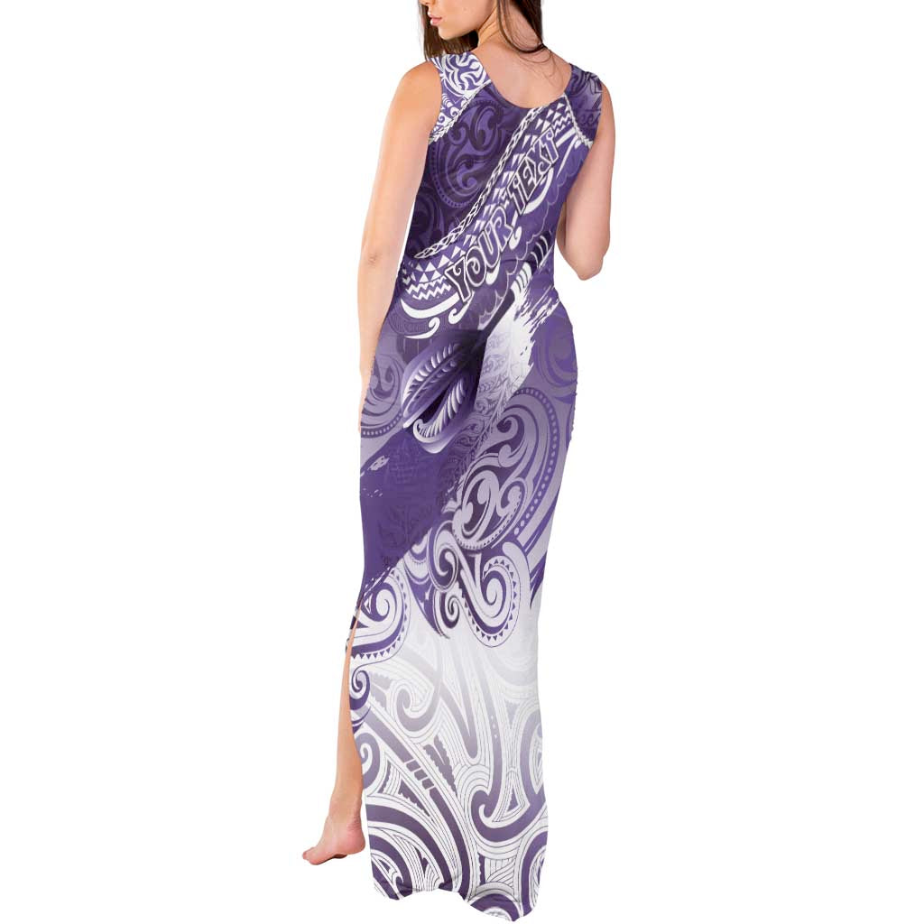 Personalised New Zealand Aotearoa Darts Masters Tank Maxi Dress Maori Art Tattoo with Tribal Dart Symbol Purple LT03 - Polynesian Pride