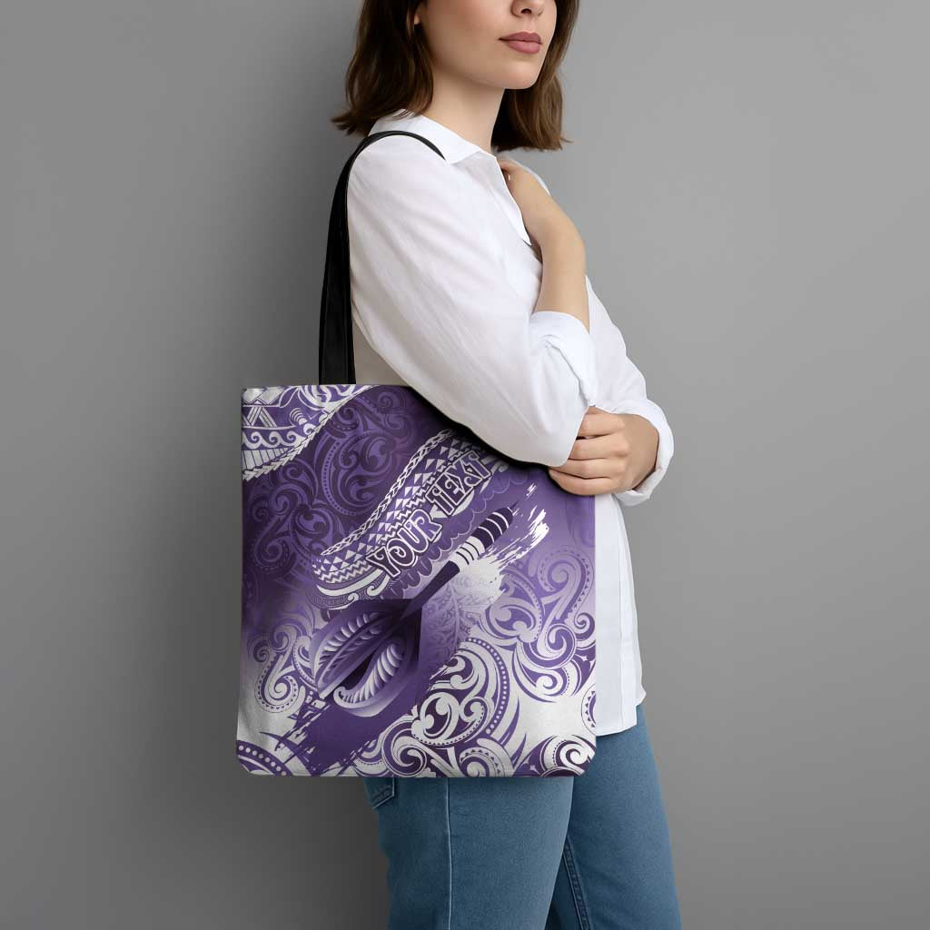 Personalised New Zealand Aotearoa Darts Masters Tote Bag Maori Art Tattoo with Tribal Dart Symbol Purple LT03 - Polynesian Pride