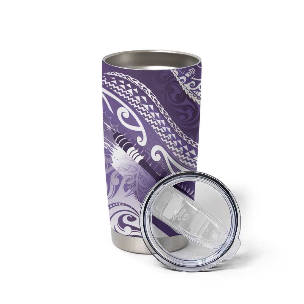 Personalised New Zealand Aotearoa Darts Masters Tumbler Cup Maori Art Tattoo with Tribal Dart Symbol Purple LT03 - Polynesian Pride