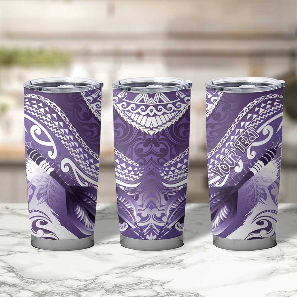 Personalised New Zealand Aotearoa Darts Masters Tumbler Cup Maori Art Tattoo with Tribal Dart Symbol Purple LT03 - Polynesian Pride
