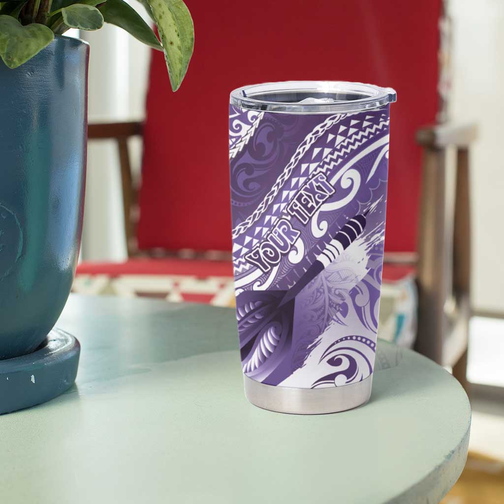 Personalised New Zealand Aotearoa Darts Masters Tumbler Cup Maori Art Tattoo with Tribal Dart Symbol Purple LT03 - Polynesian Pride