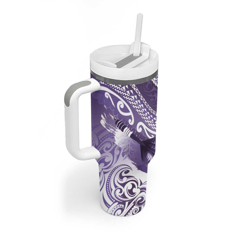 Personalised New Zealand Aotearoa Darts Masters Tumbler With Handle Maori Art Tattoo with Tribal Dart Symbol Purple LT03 - Polynesian Pride