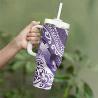 Personalised New Zealand Aotearoa Darts Masters Tumbler With Handle Maori Art Tattoo with Tribal Dart Symbol Purple LT03 - Polynesian Pride