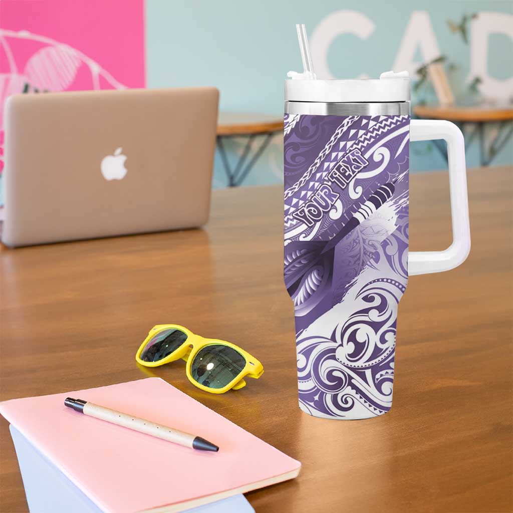 Personalised New Zealand Aotearoa Darts Masters Tumbler With Handle Maori Art Tattoo with Tribal Dart Symbol Purple LT03 - Polynesian Pride