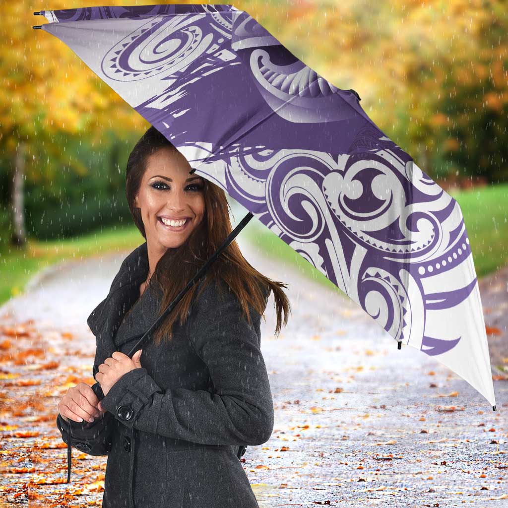 Personalised New Zealand Aotearoa Darts Masters Umbrella Maori Art Tattoo with Tribal Dart Symbol Purple LT03 - Polynesian Pride