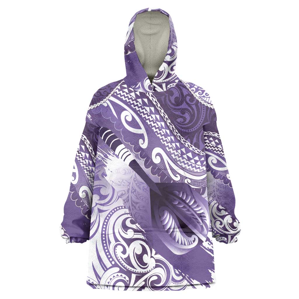 Personalised New Zealand Aotearoa Darts Masters Wearable Blanket Hoodie Maori Art Tattoo with Tribal Dart Symbol Purple LT03 One Size Purple - Polynesian Pride