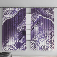 Personalised New Zealand Aotearoa Darts Masters Window Curtain Maori Art Tattoo with Tribal Dart Symbol Purple LT03 With Hooks Purple - Polynesian Pride