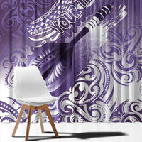 Personalised New Zealand Aotearoa Darts Masters Window Curtain Maori Art Tattoo with Tribal Dart Symbol Purple LT03 - Polynesian Pride