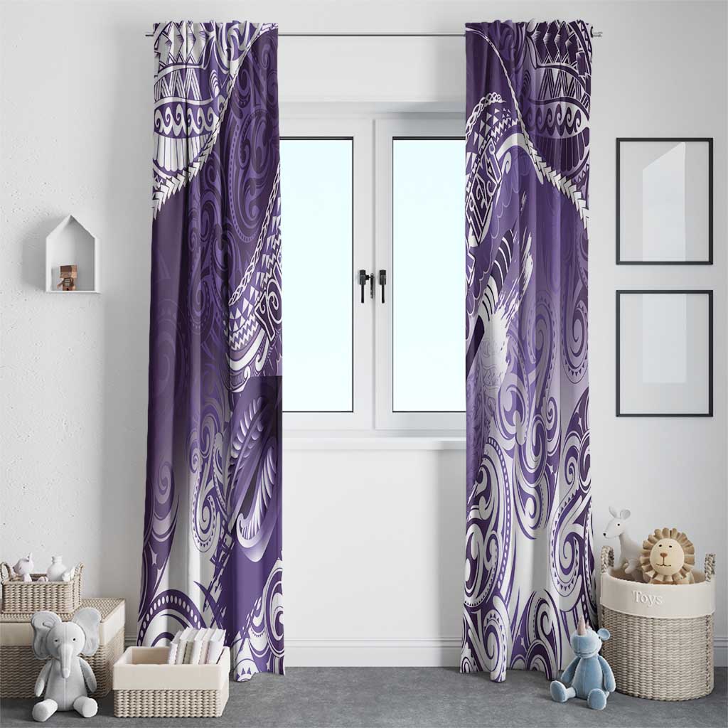 Personalised New Zealand Aotearoa Darts Masters Window Curtain Maori Art Tattoo with Tribal Dart Symbol Purple LT03 - Polynesian Pride