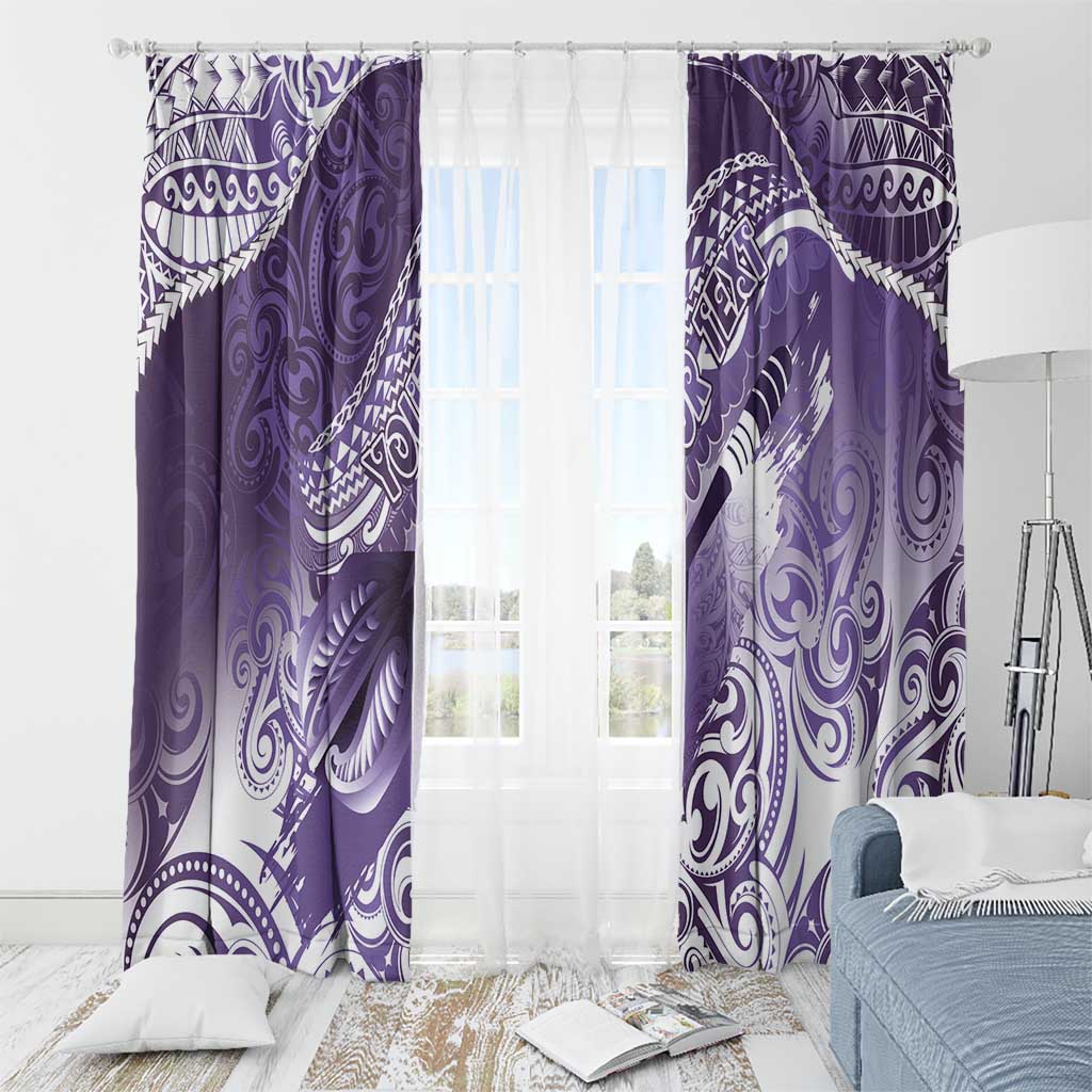 Personalised New Zealand Aotearoa Darts Masters Window Curtain Maori Art Tattoo with Tribal Dart Symbol Purple LT03 - Polynesian Pride
